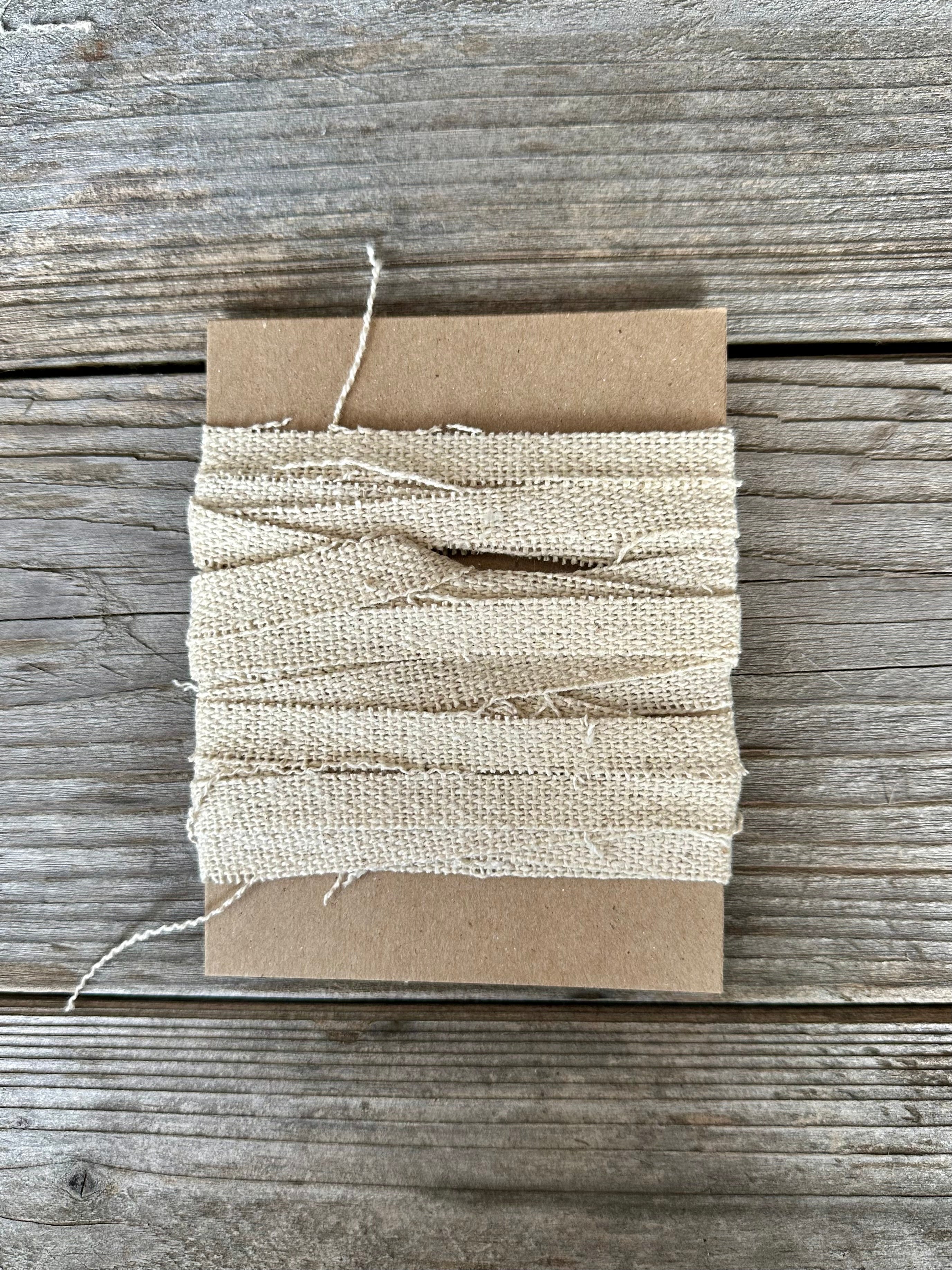 Unfinished Scrap Grain Sack Ribbon - Natural Cream 1/4" to 1/2" Wide