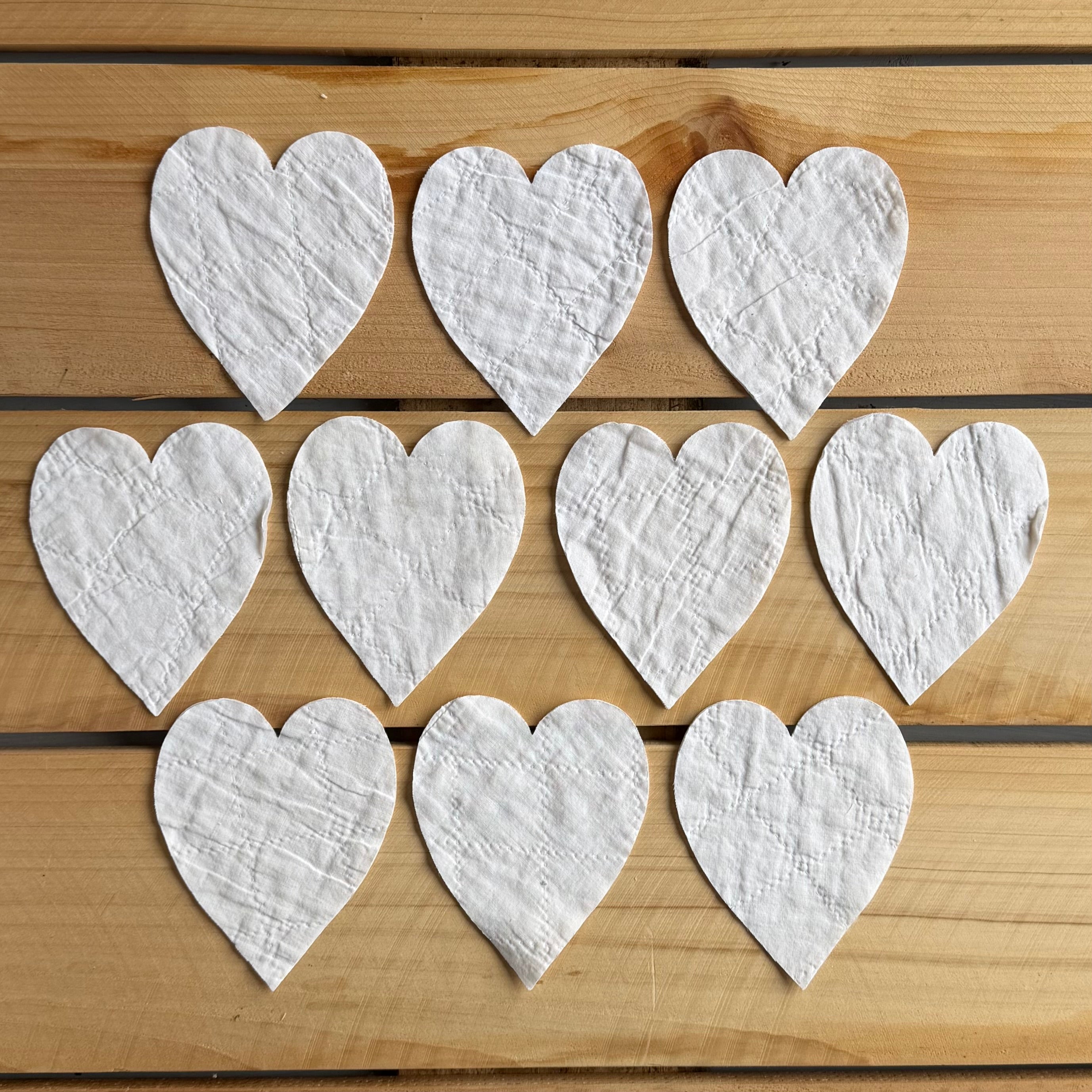 Heart Die Cuts from Vintage Quilt