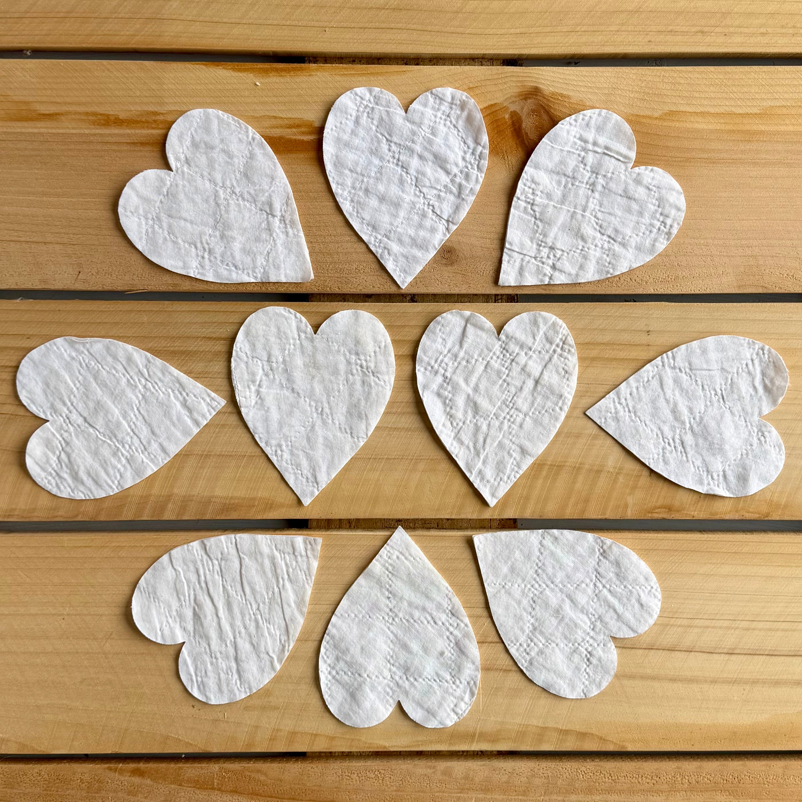 Heart Die Cuts from Vintage Quilt