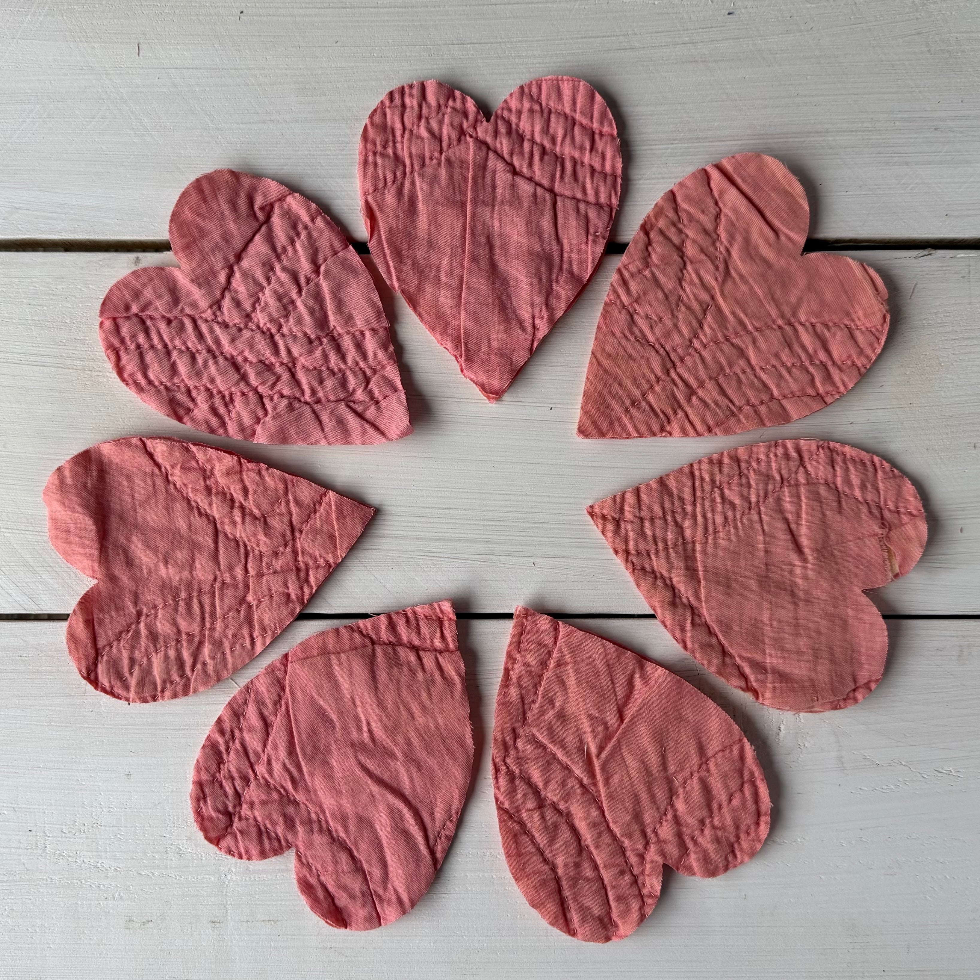 Heart Die Cuts from Vintage Quilt