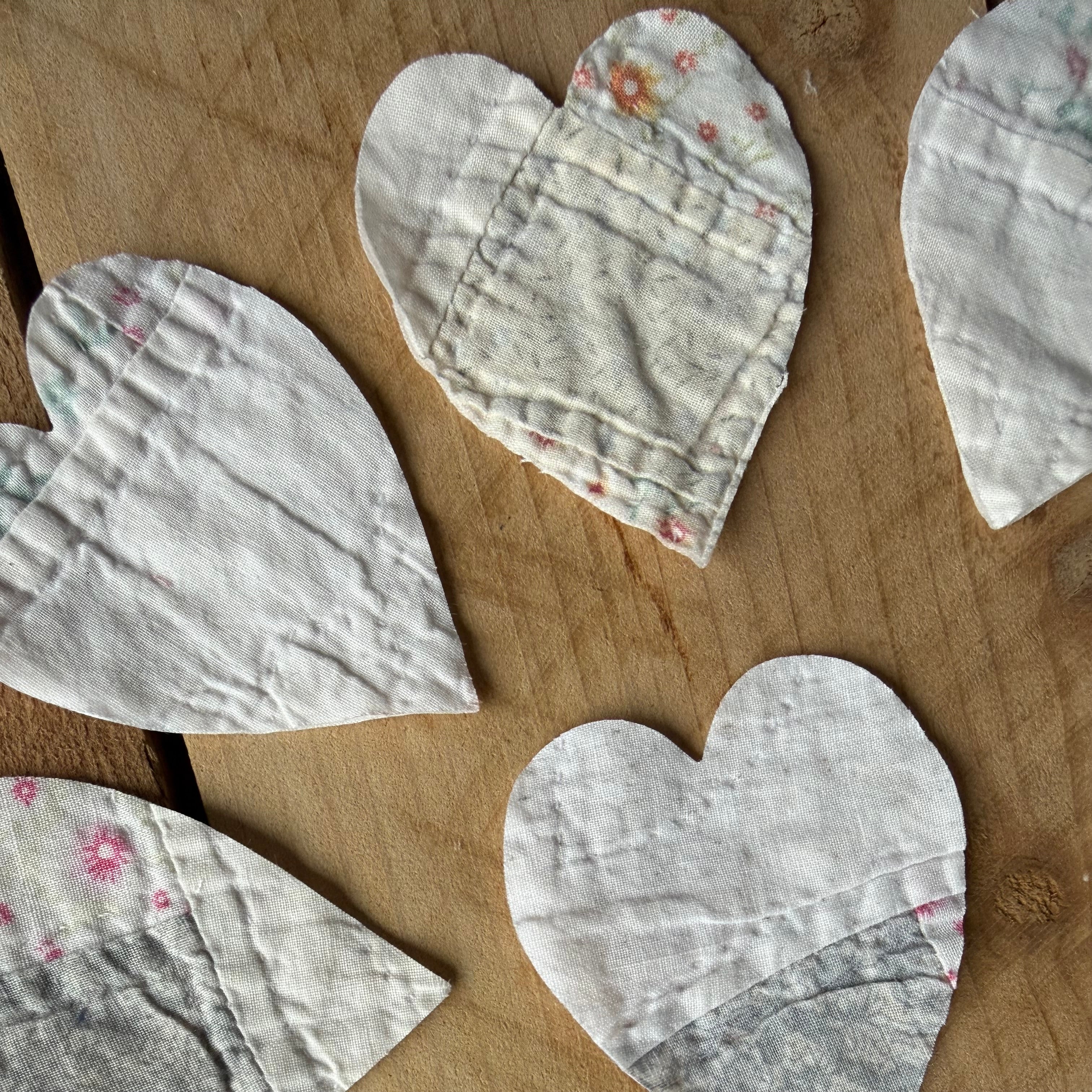 Heart Die Cuts from Vintage Quilt