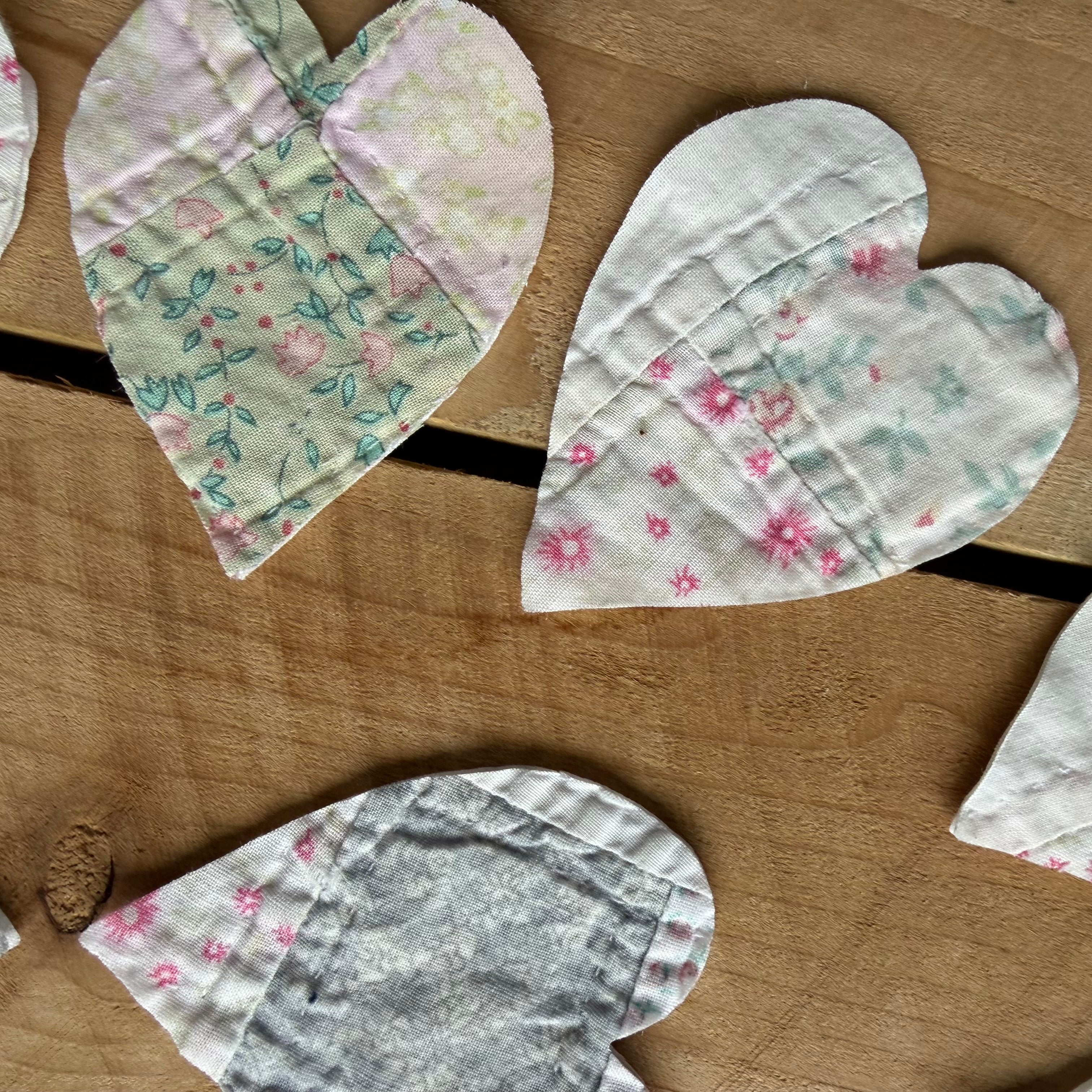 Heart Die Cuts from Vintage Quilt
