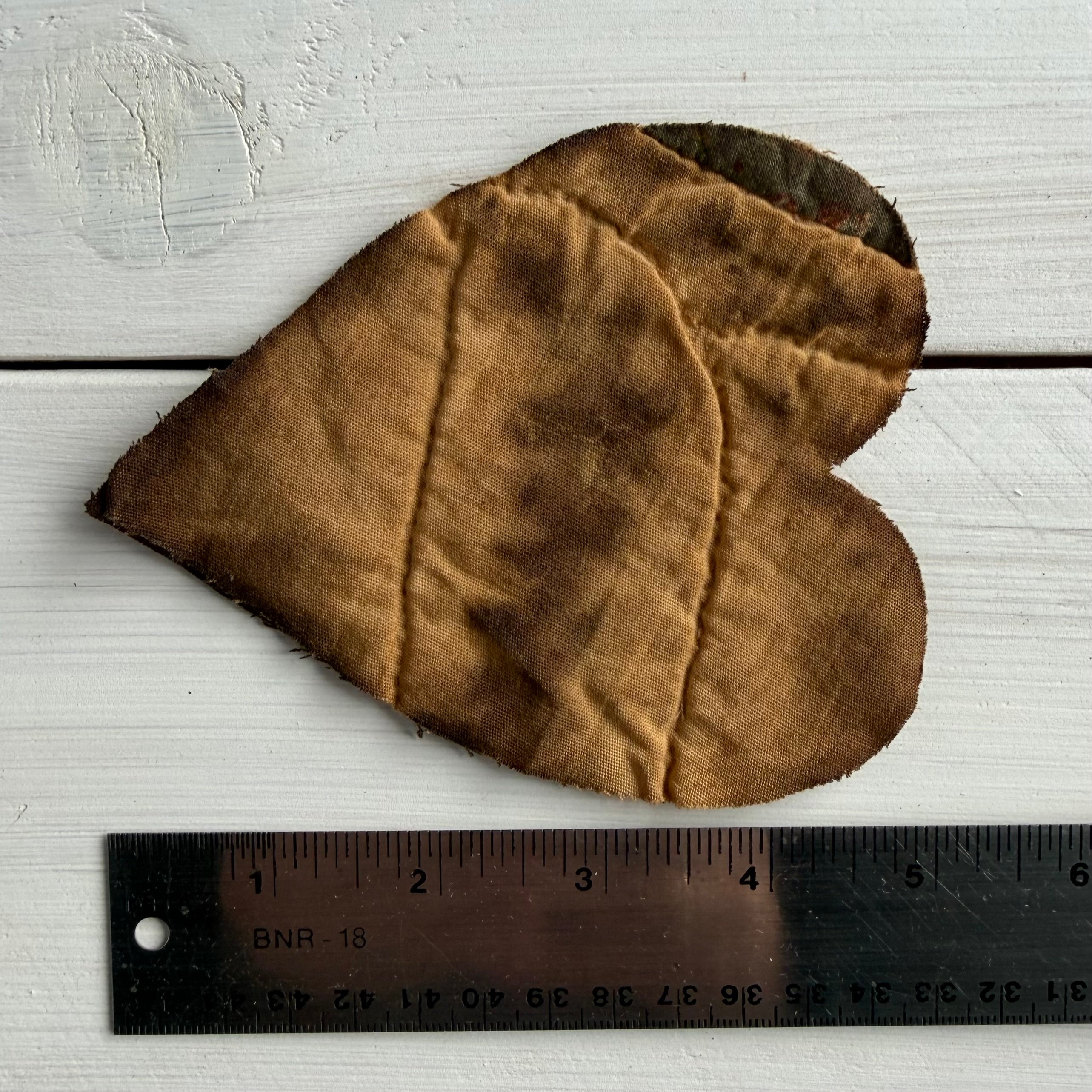 Heart Primitive Coffee Tea Stained Die Cuts from Vintage Quilt