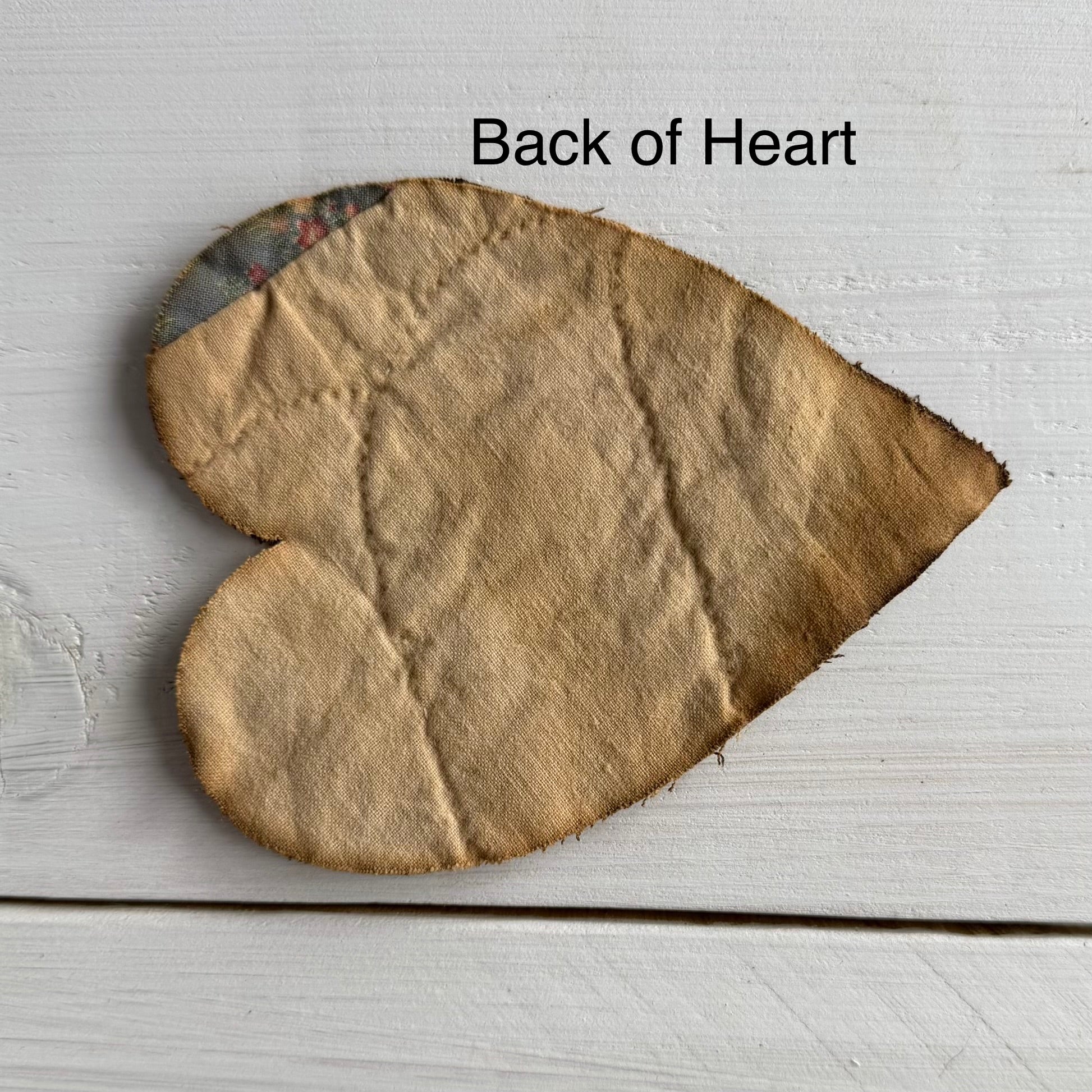 Heart Primitive Coffee Tea Stained Die Cuts from Vintage Quilt