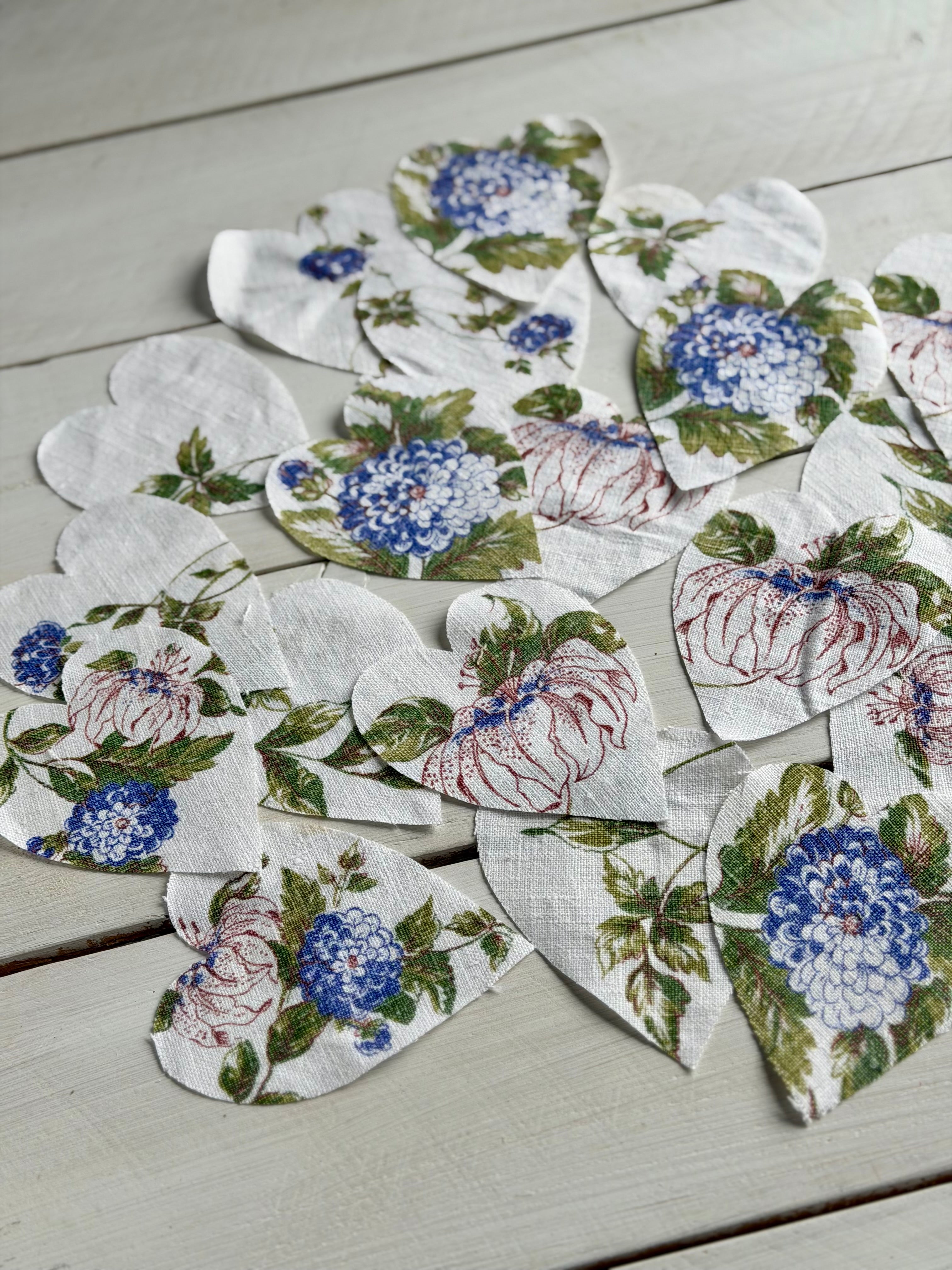 Heart Die Cuts from Vintage Linen