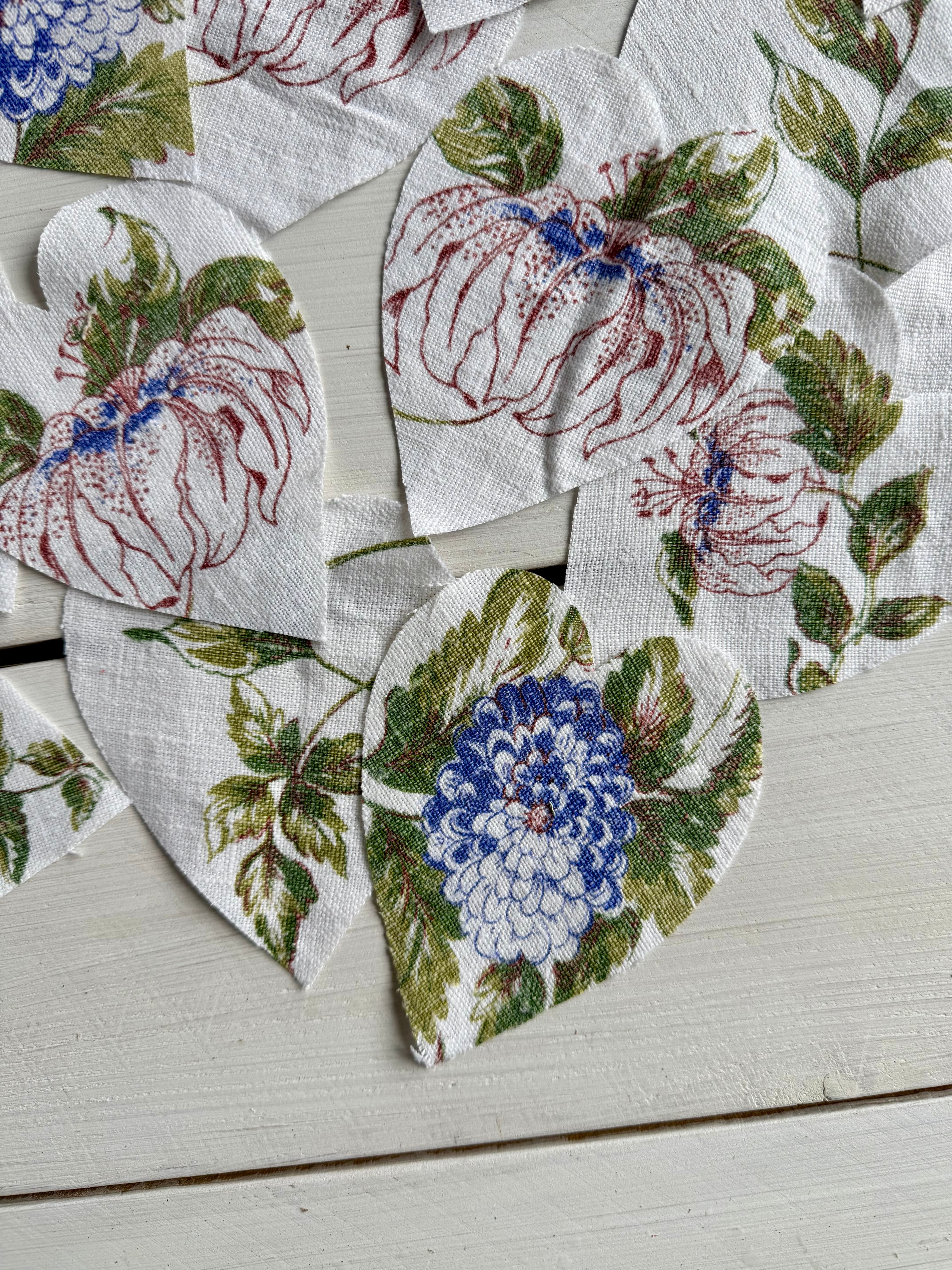 Heart Die Cuts from Vintage Linen