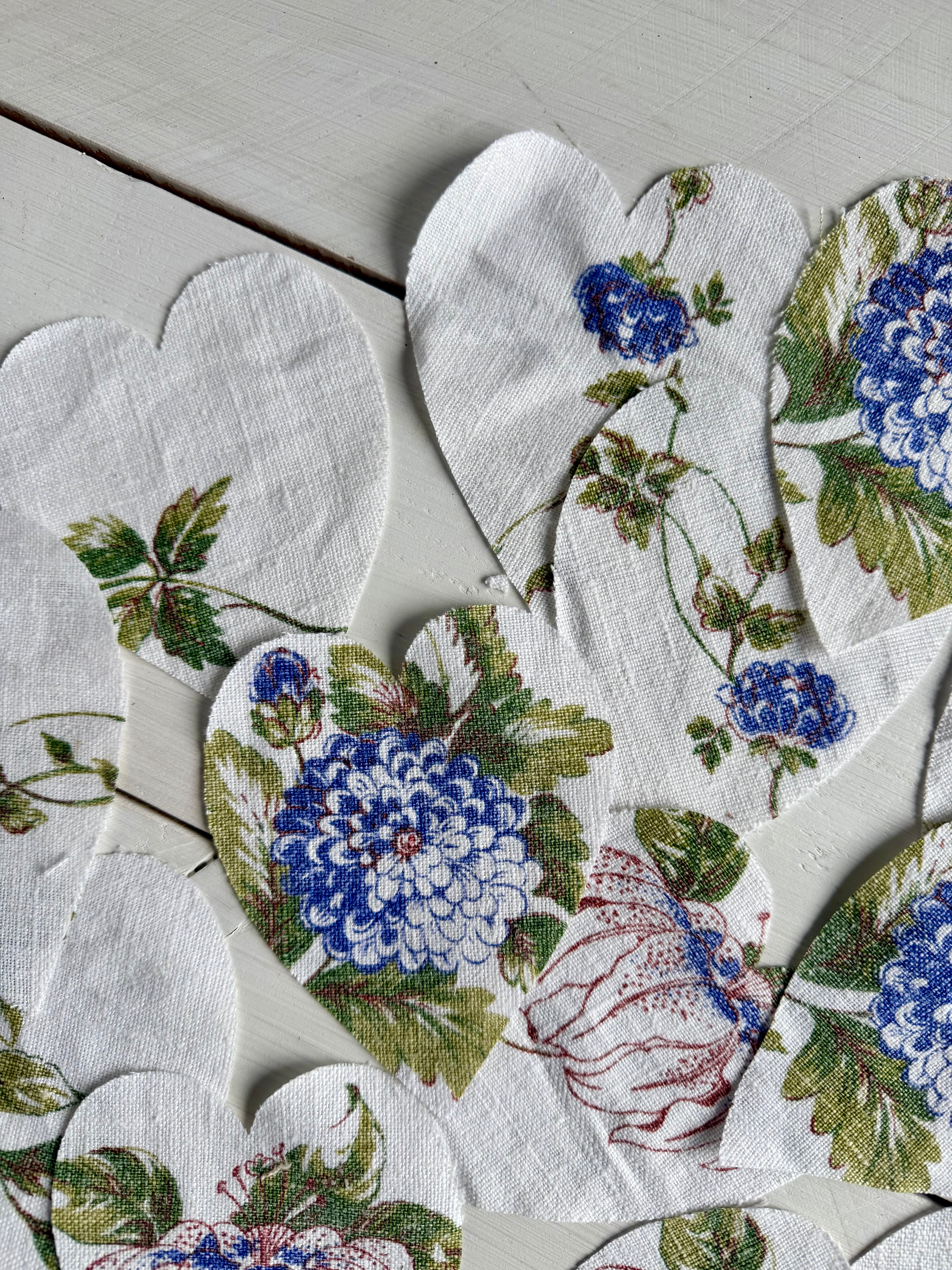 Heart Die Cuts from Vintage Linen