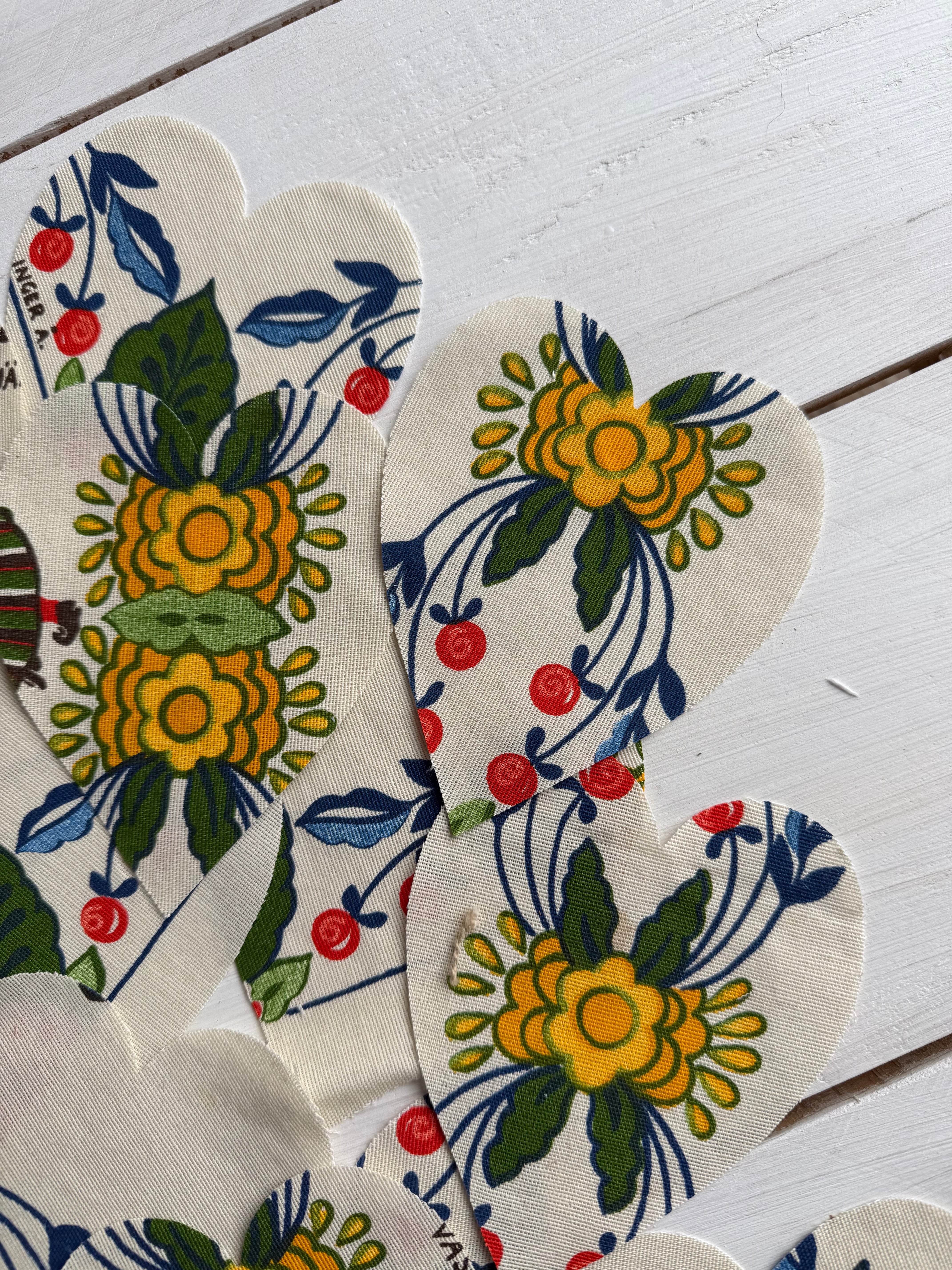 Heart Die Cuts from Vintage Linen