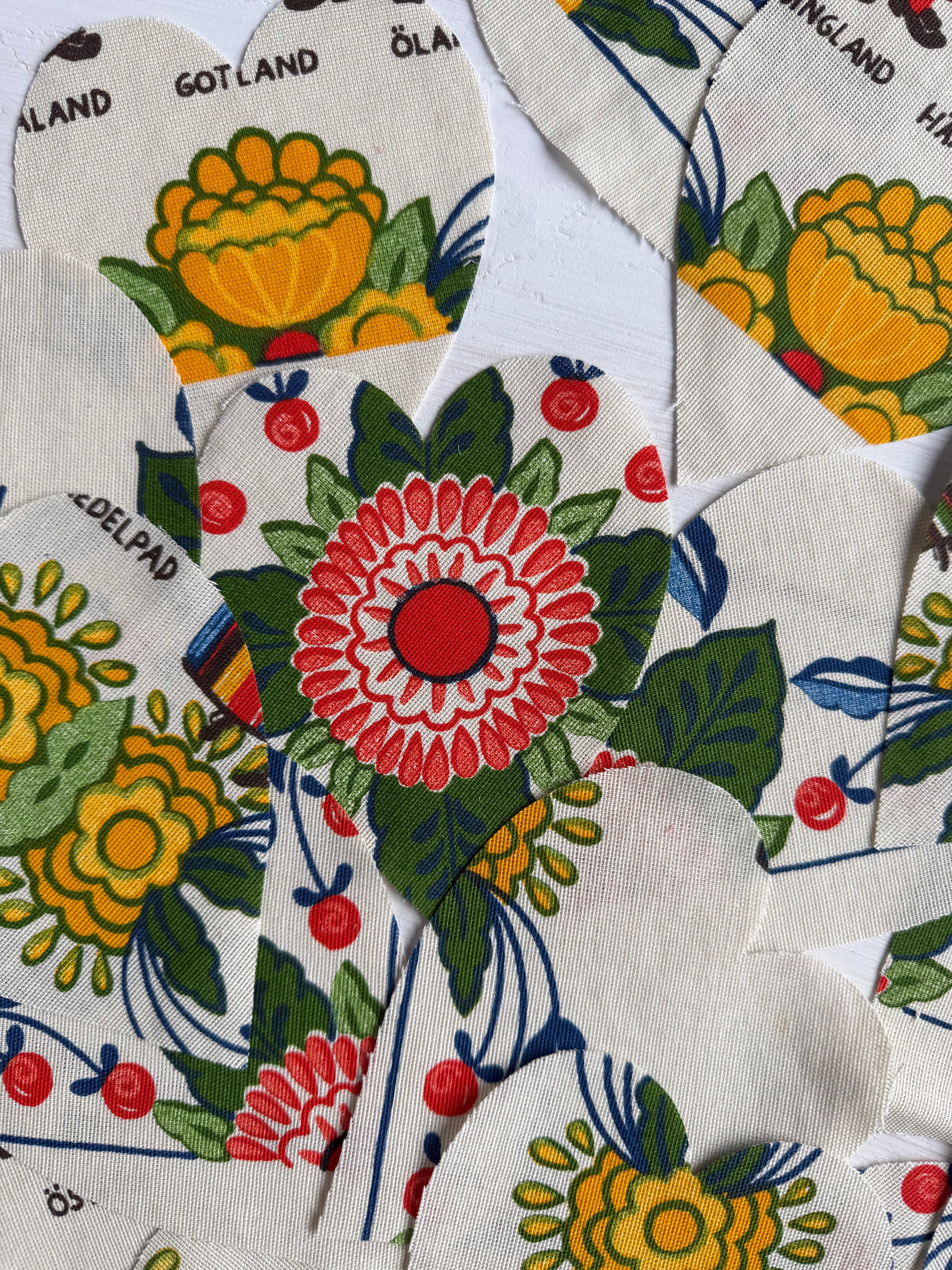 Heart Die Cuts from Vintage Linen