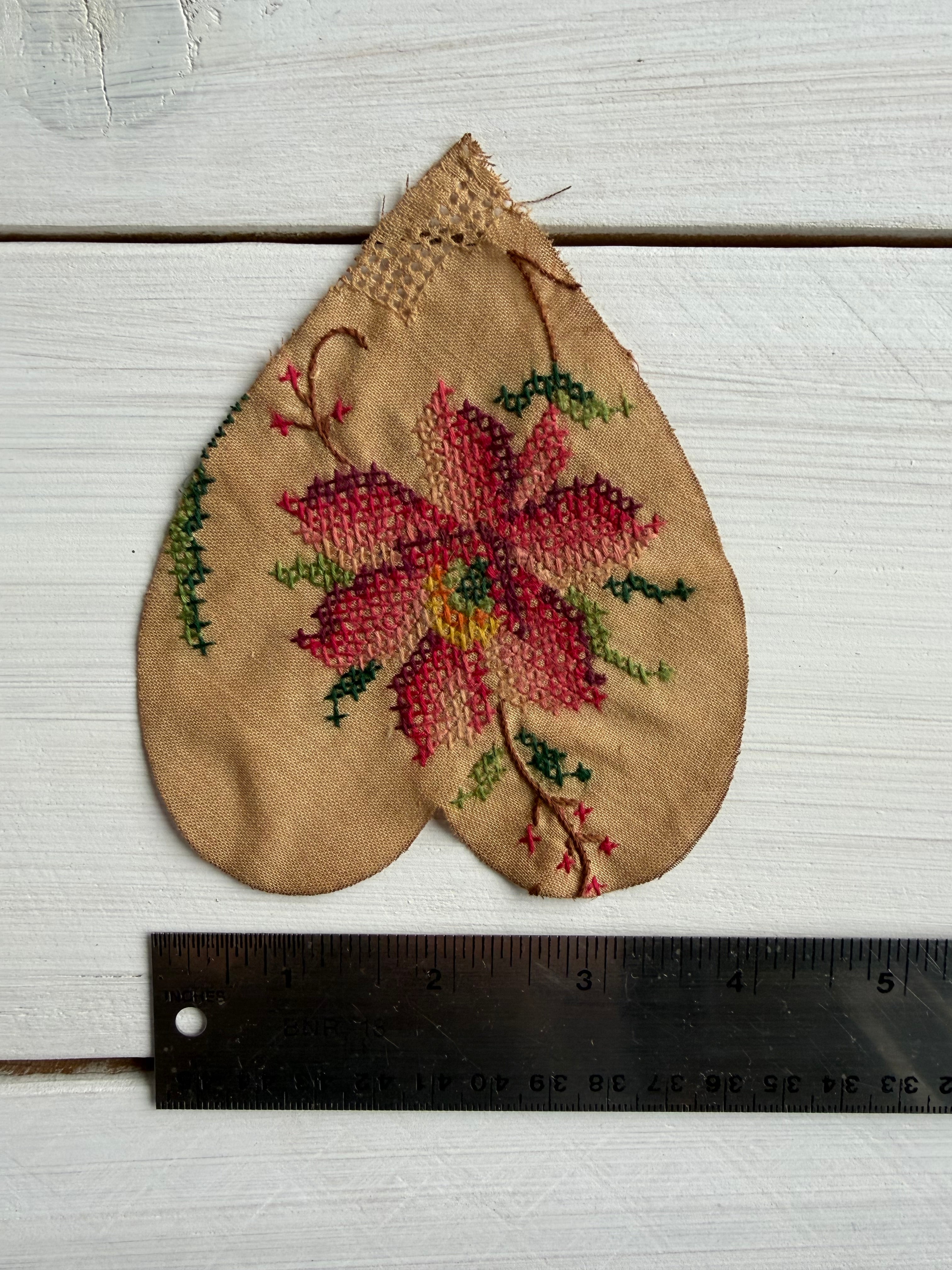 Heart Die Cuts from Vintage Linen Coffee Tea Stained