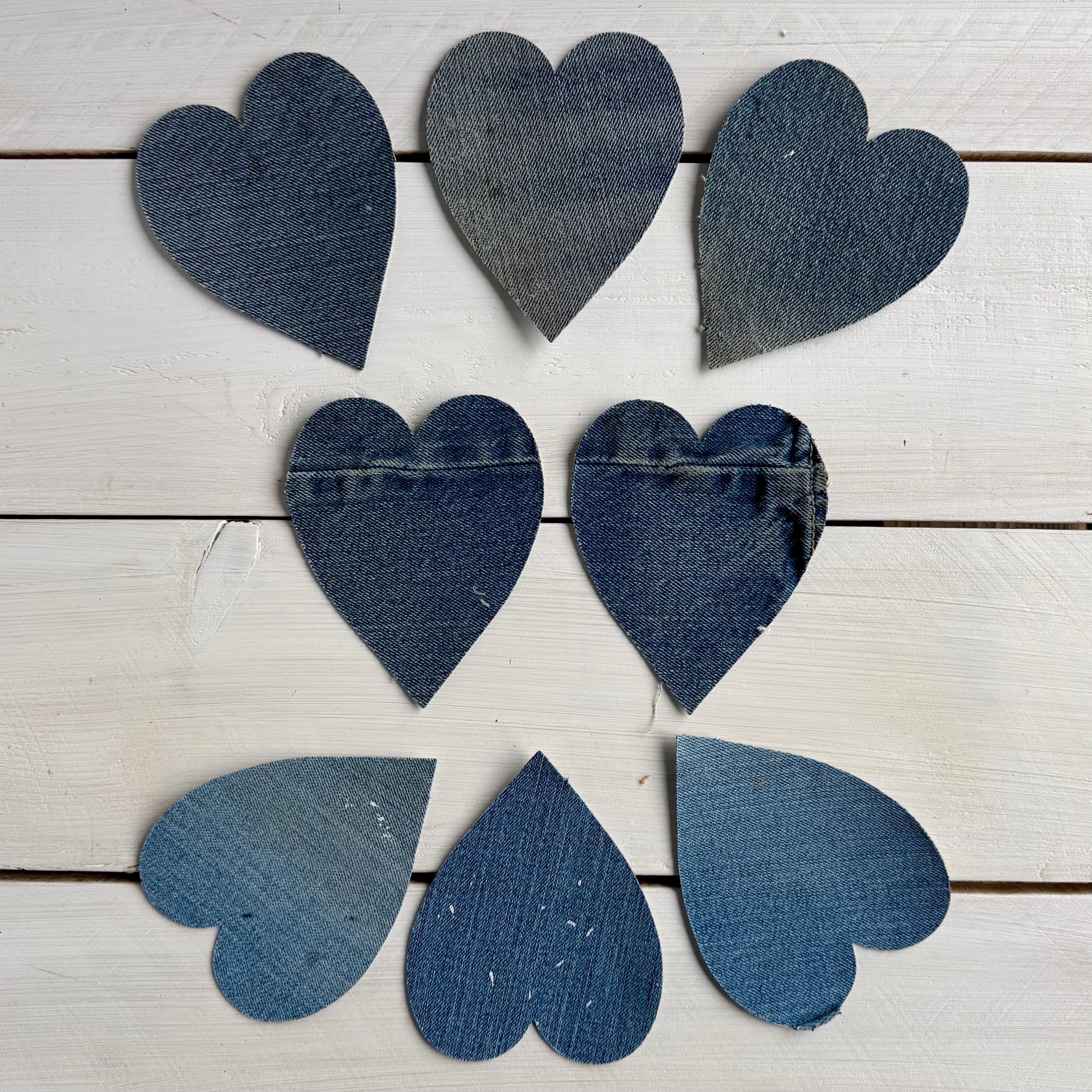 Heart Die Cuts from Old Blue Jeans