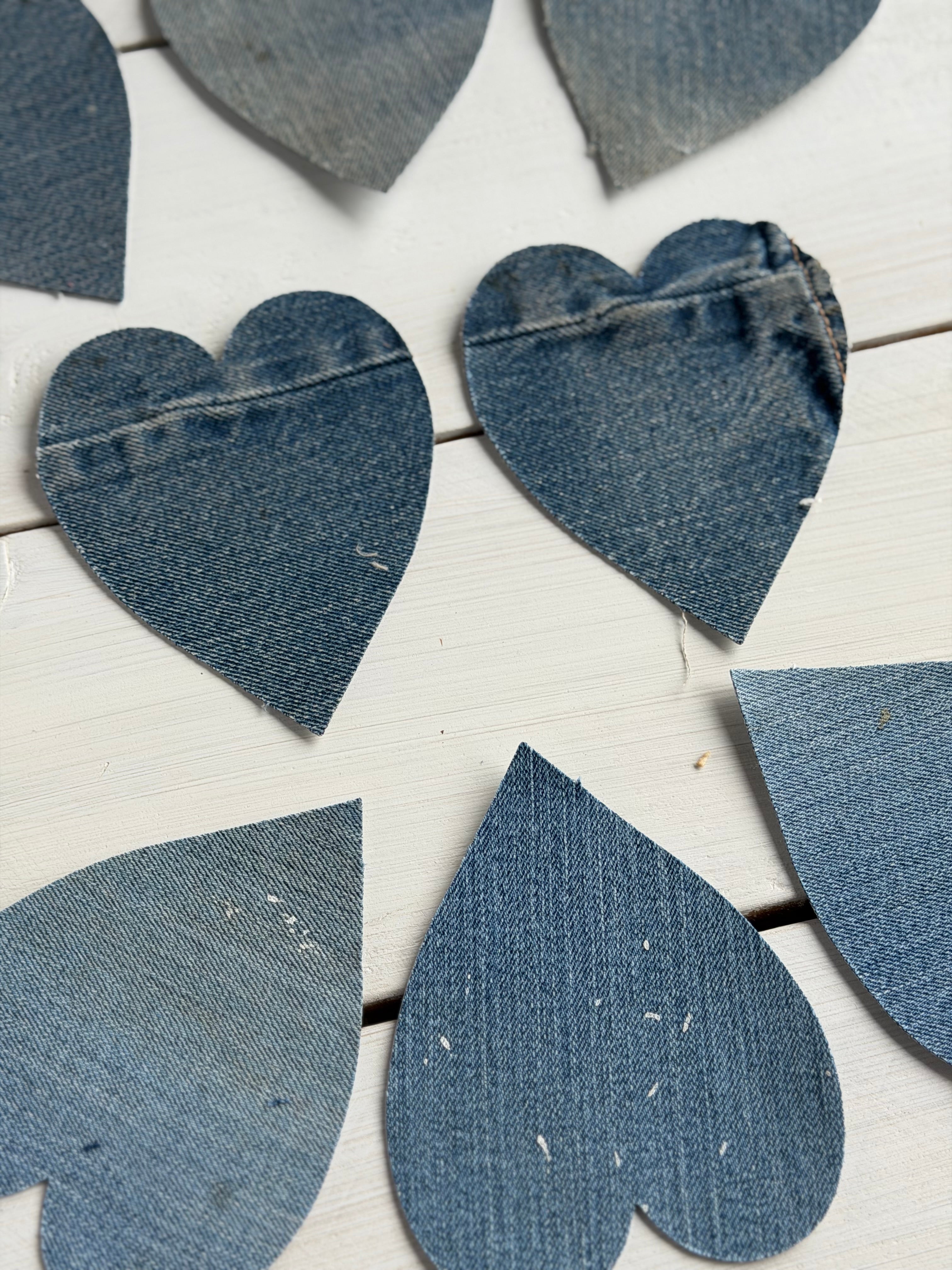 Heart Die Cuts from Old Blue Jeans