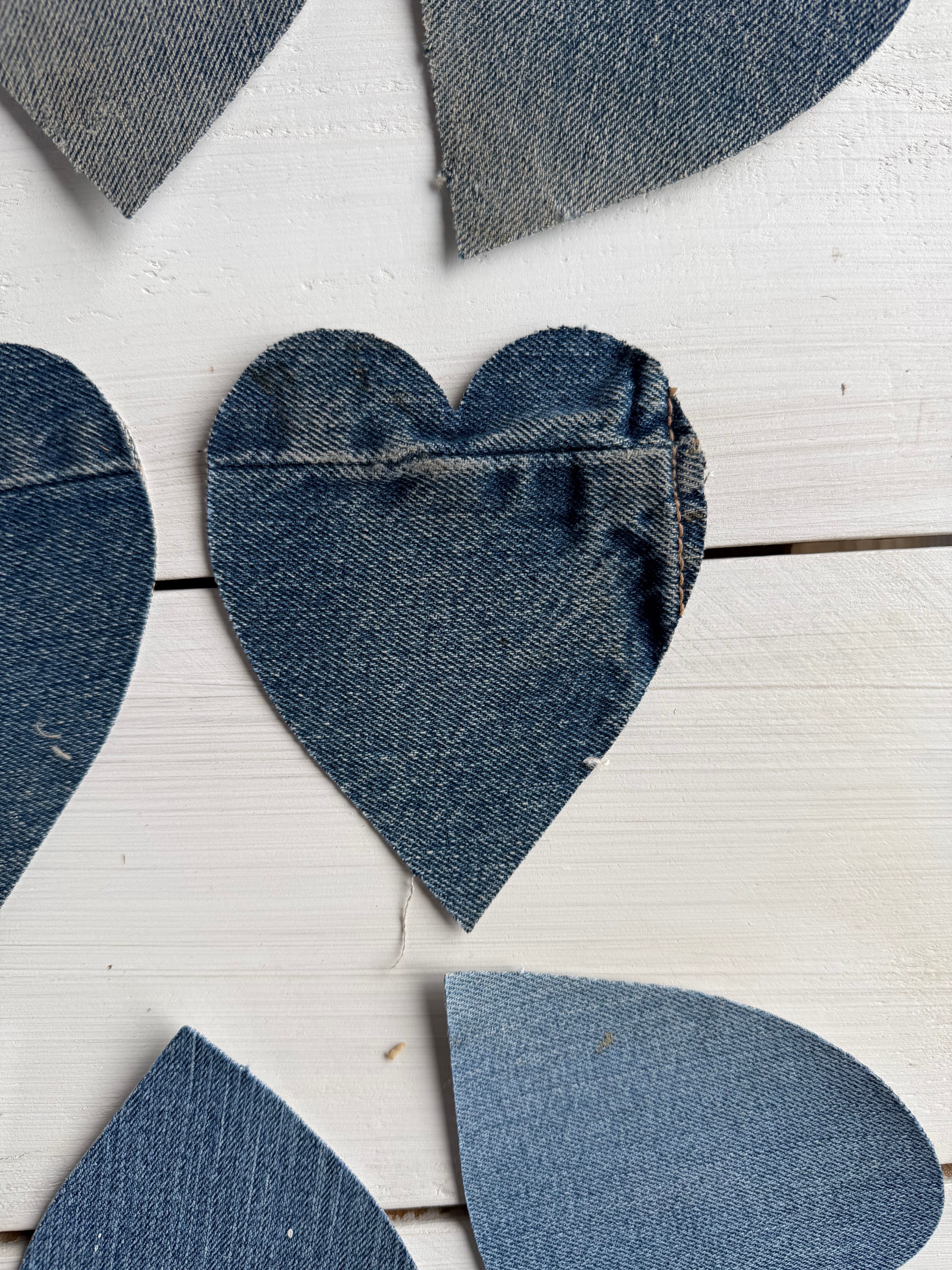 Heart Die Cuts from Old Blue Jeans