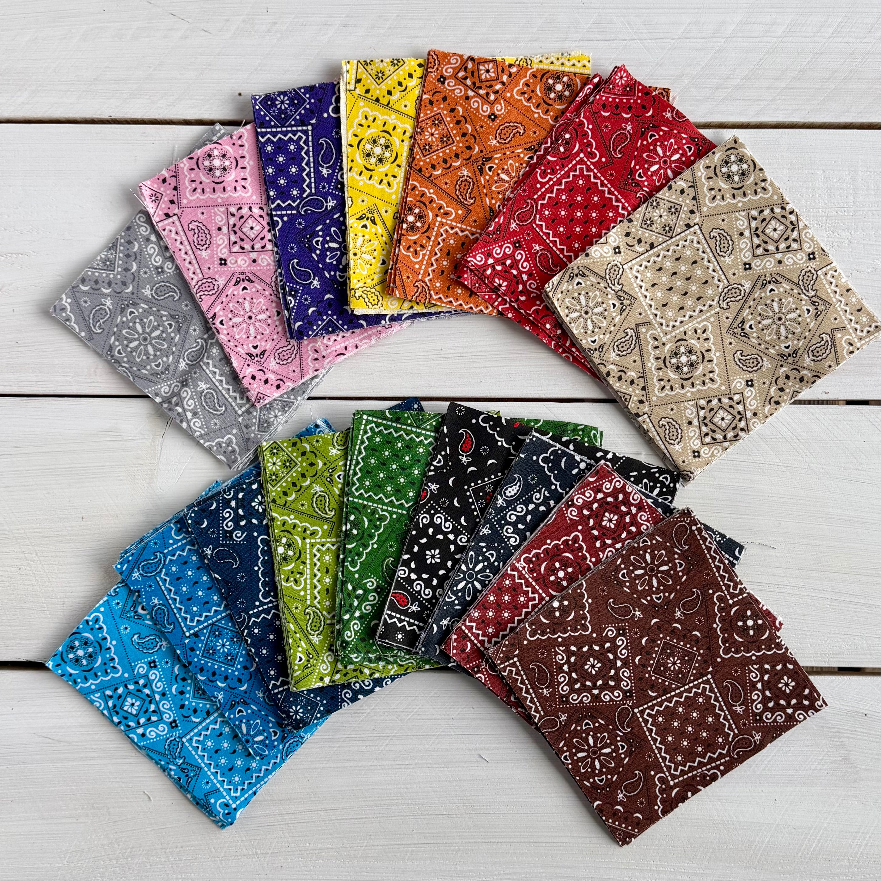 5" Charm Pack - Bandana Fabric 96 Squares