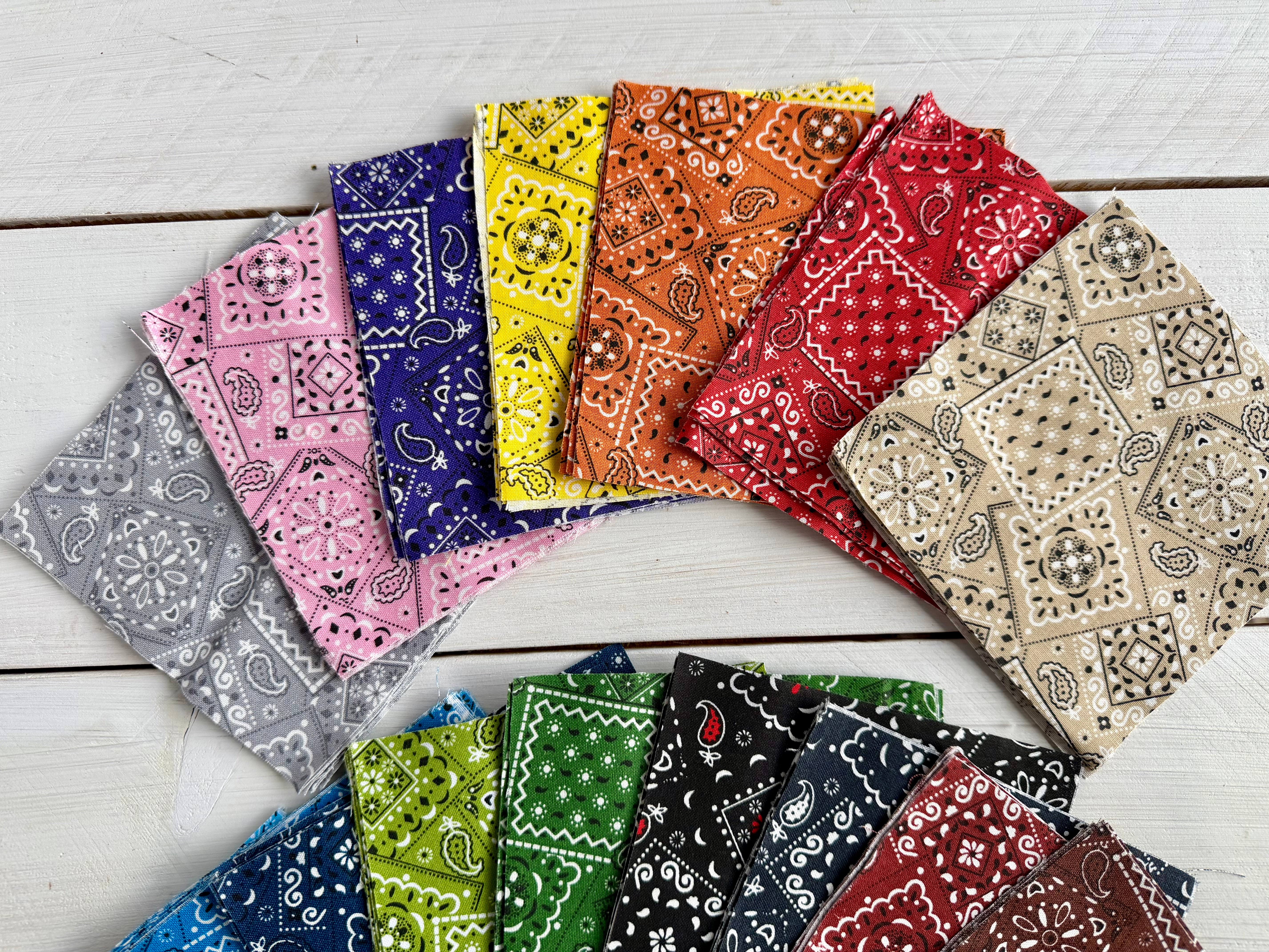 5" Charm Pack - Bandana Fabric 96 Squares