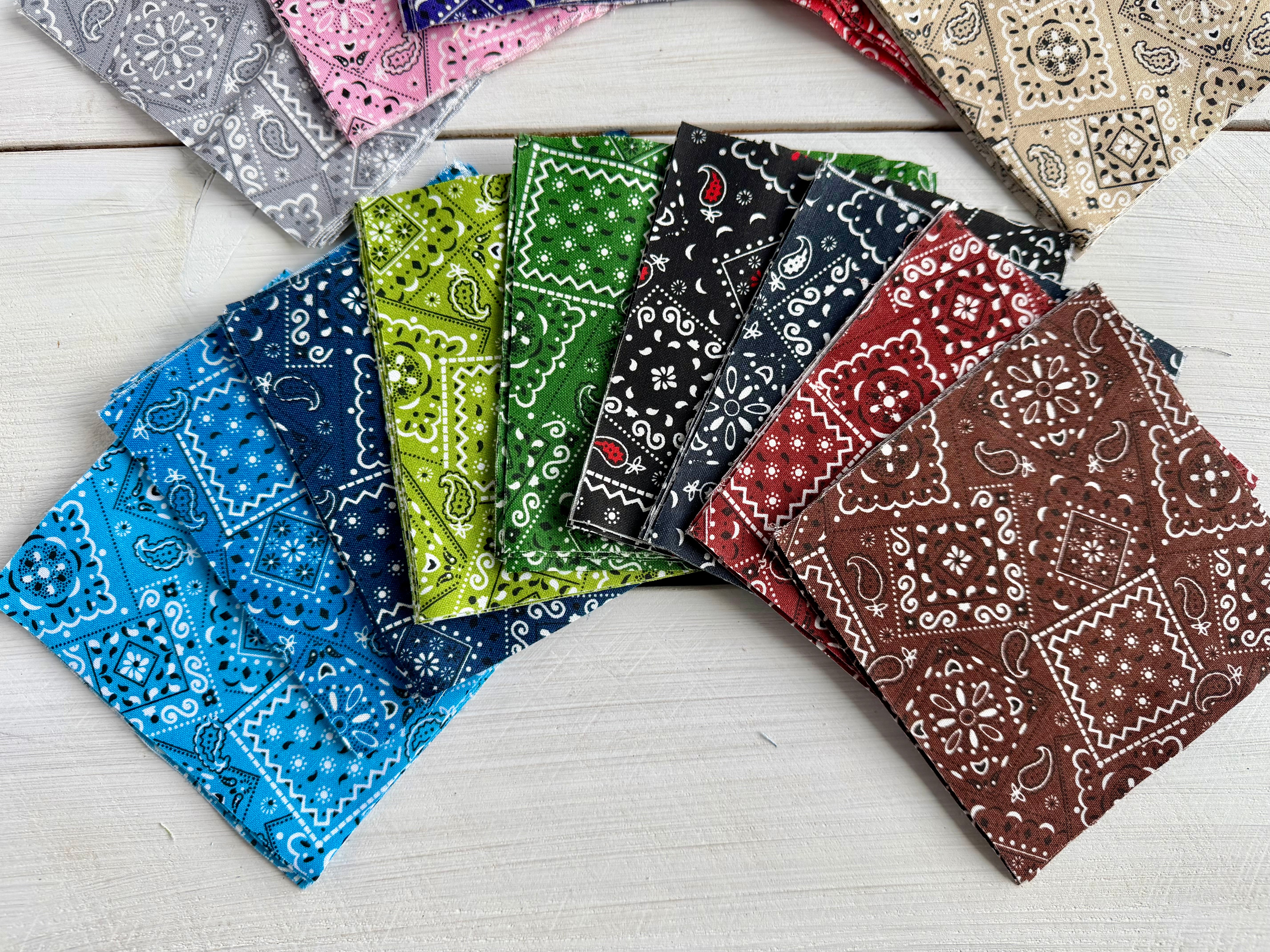 5" Charm Pack - Bandana Fabric 96 Squares