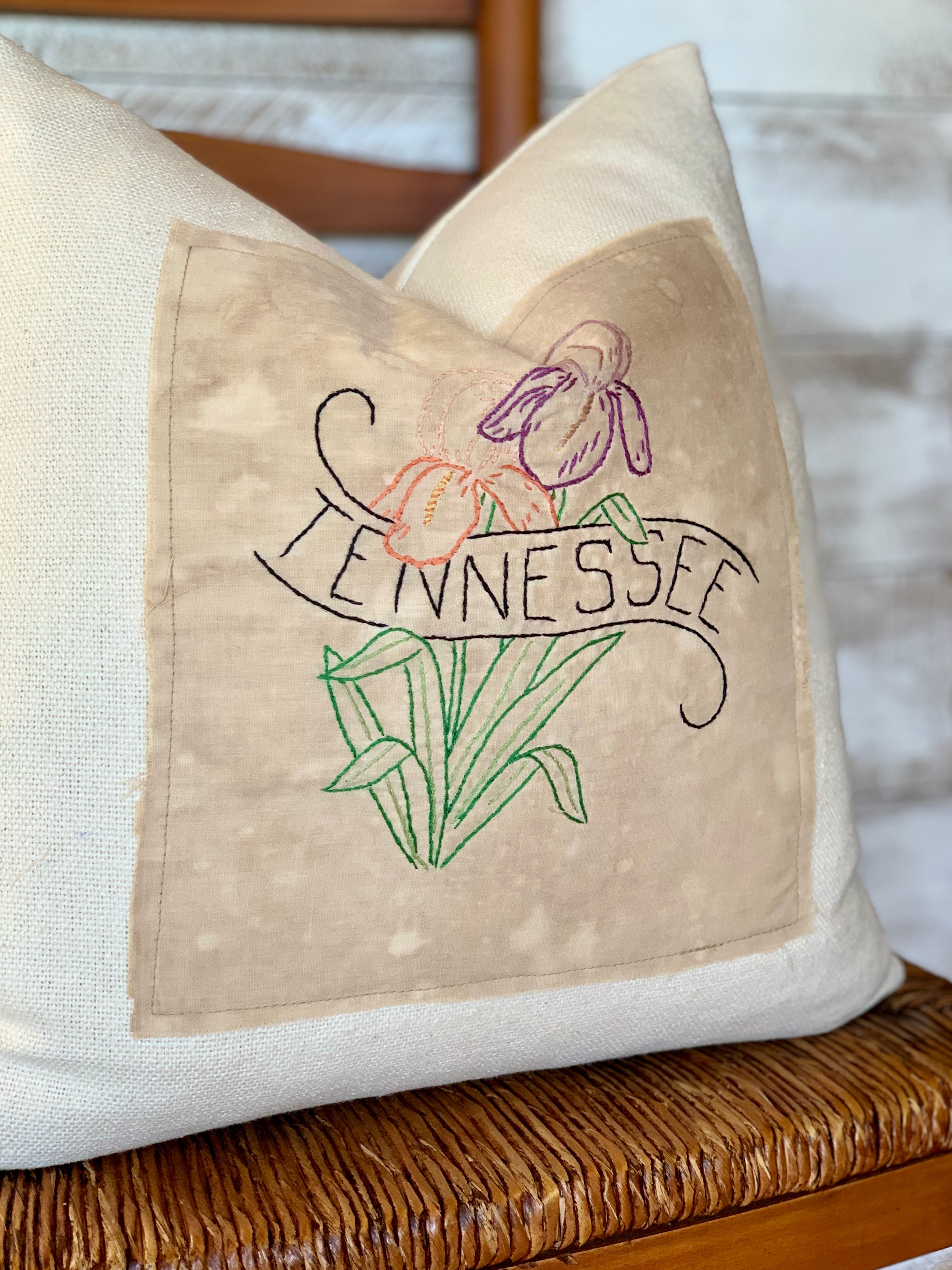 Tennessee State Pillow - Embroidered