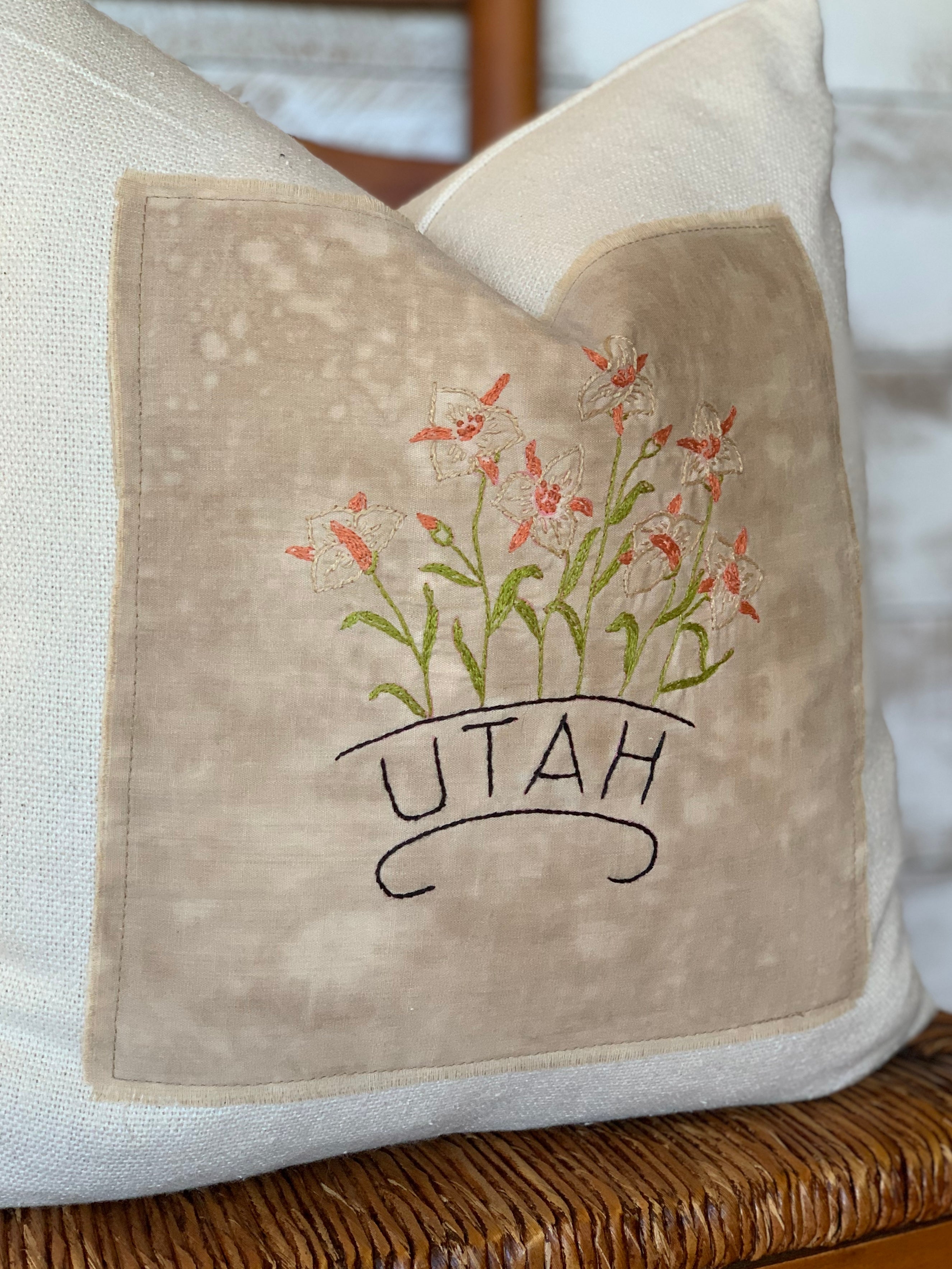 Utah State Pillow - Embroidered