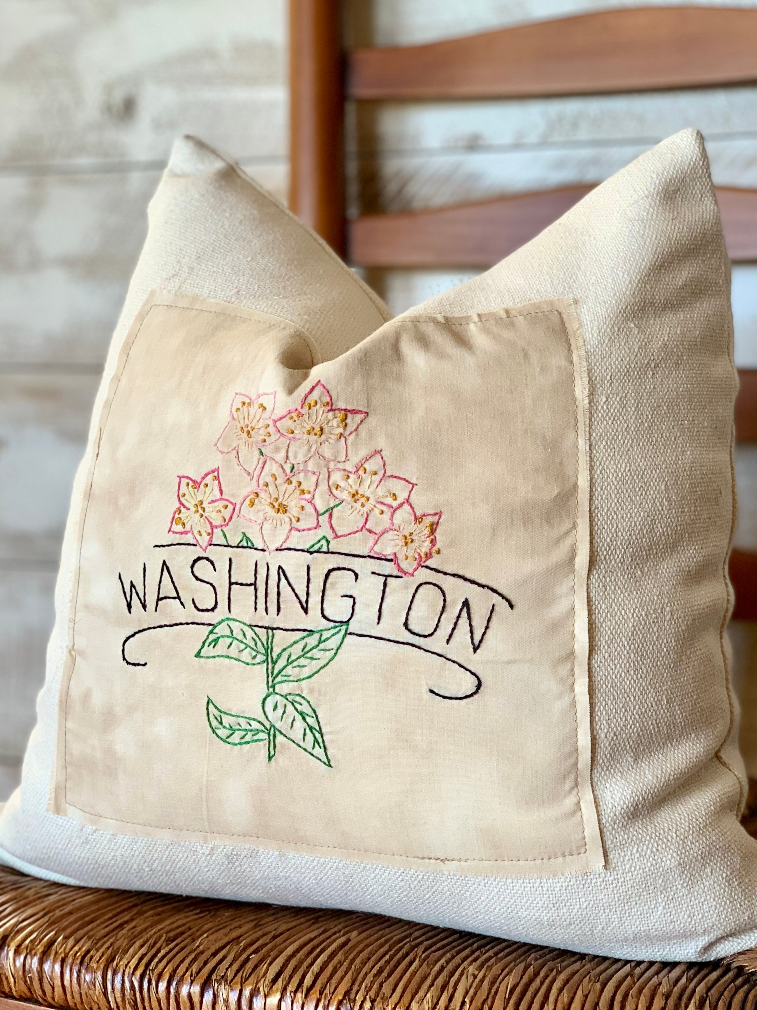 Washington State Pillow - Embroidered