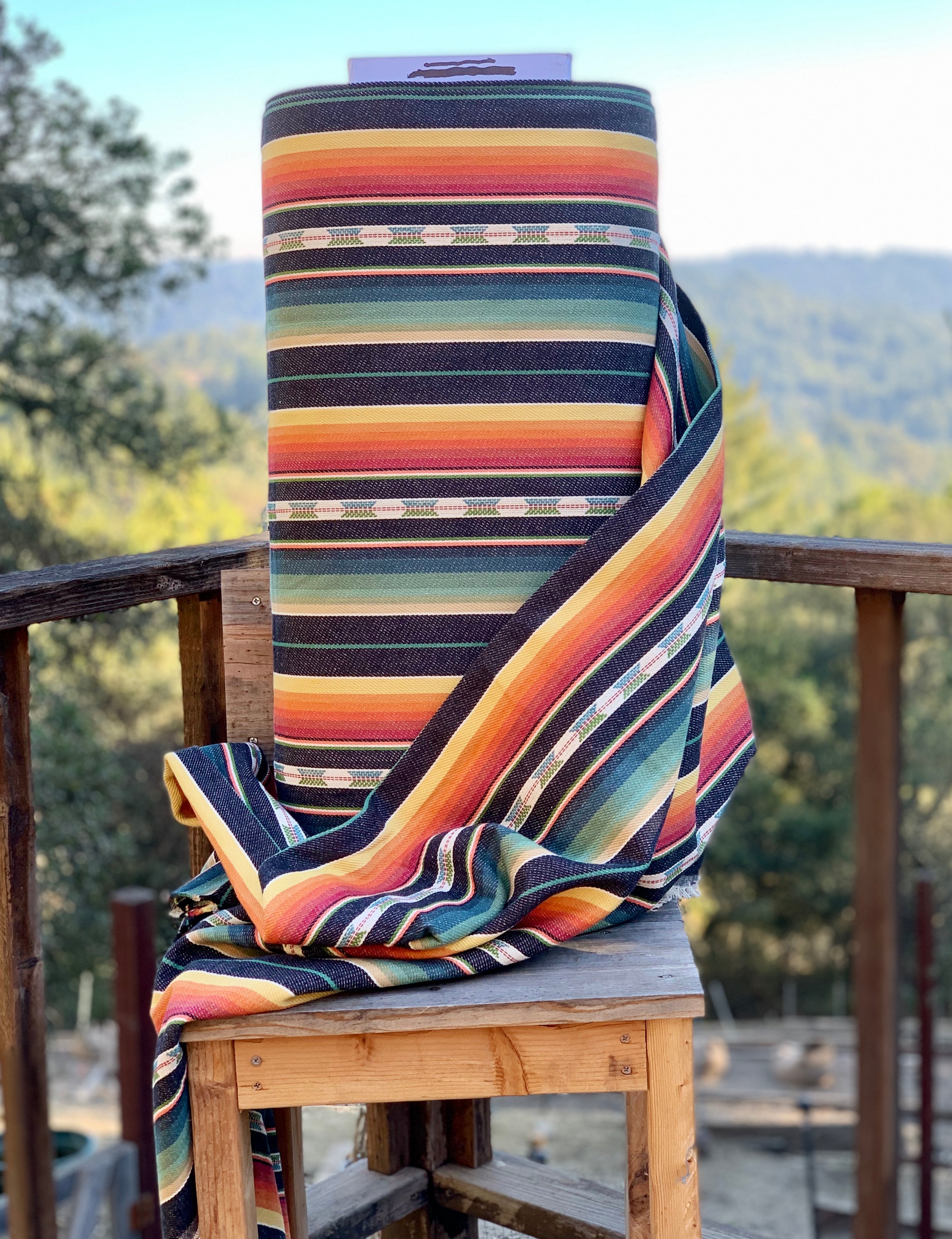 Santa Fe Collection - Serape Saddle Blanket Style Fabric - Black