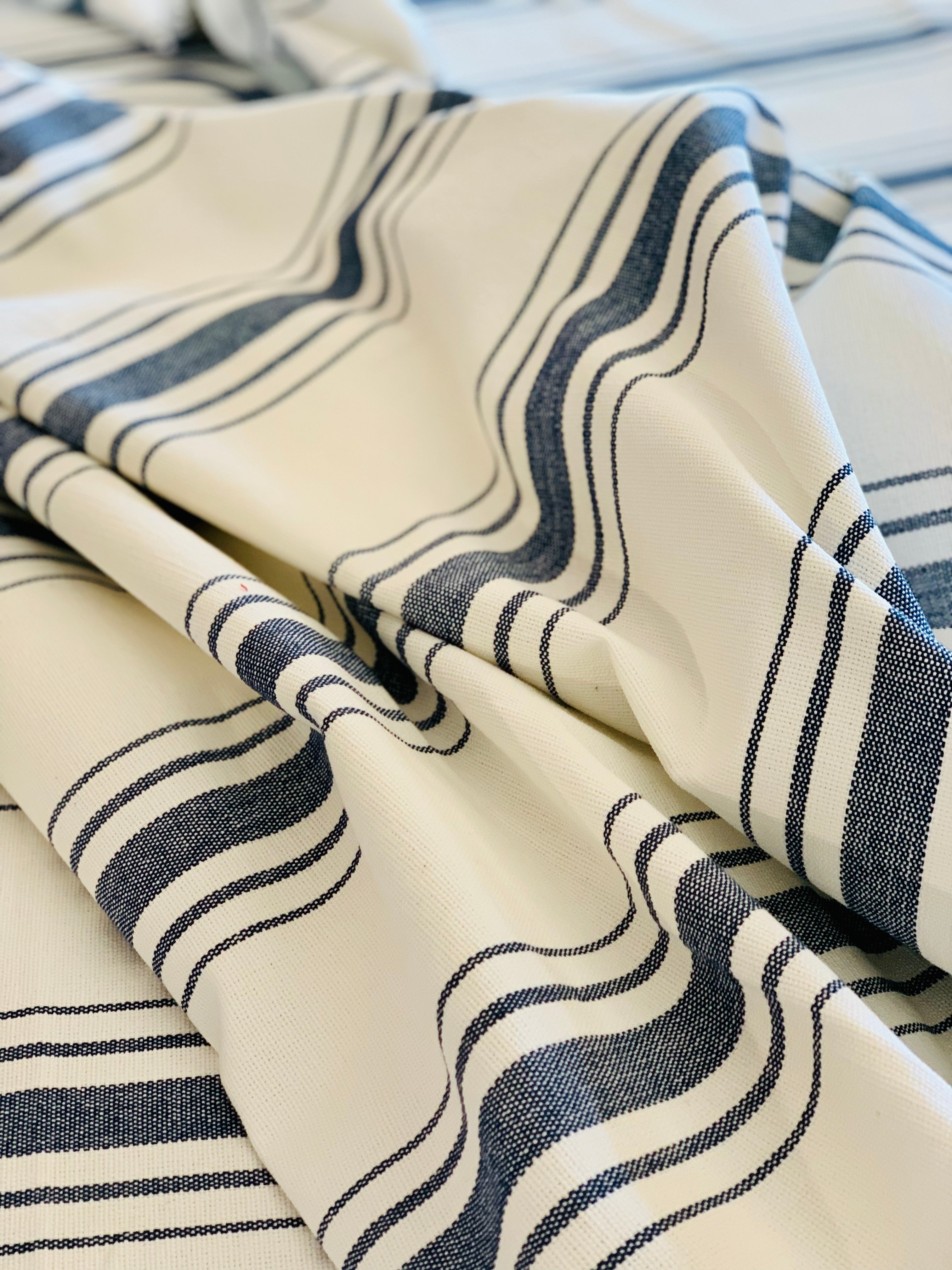 Navy on White - Farmhouse Stripe Fabric