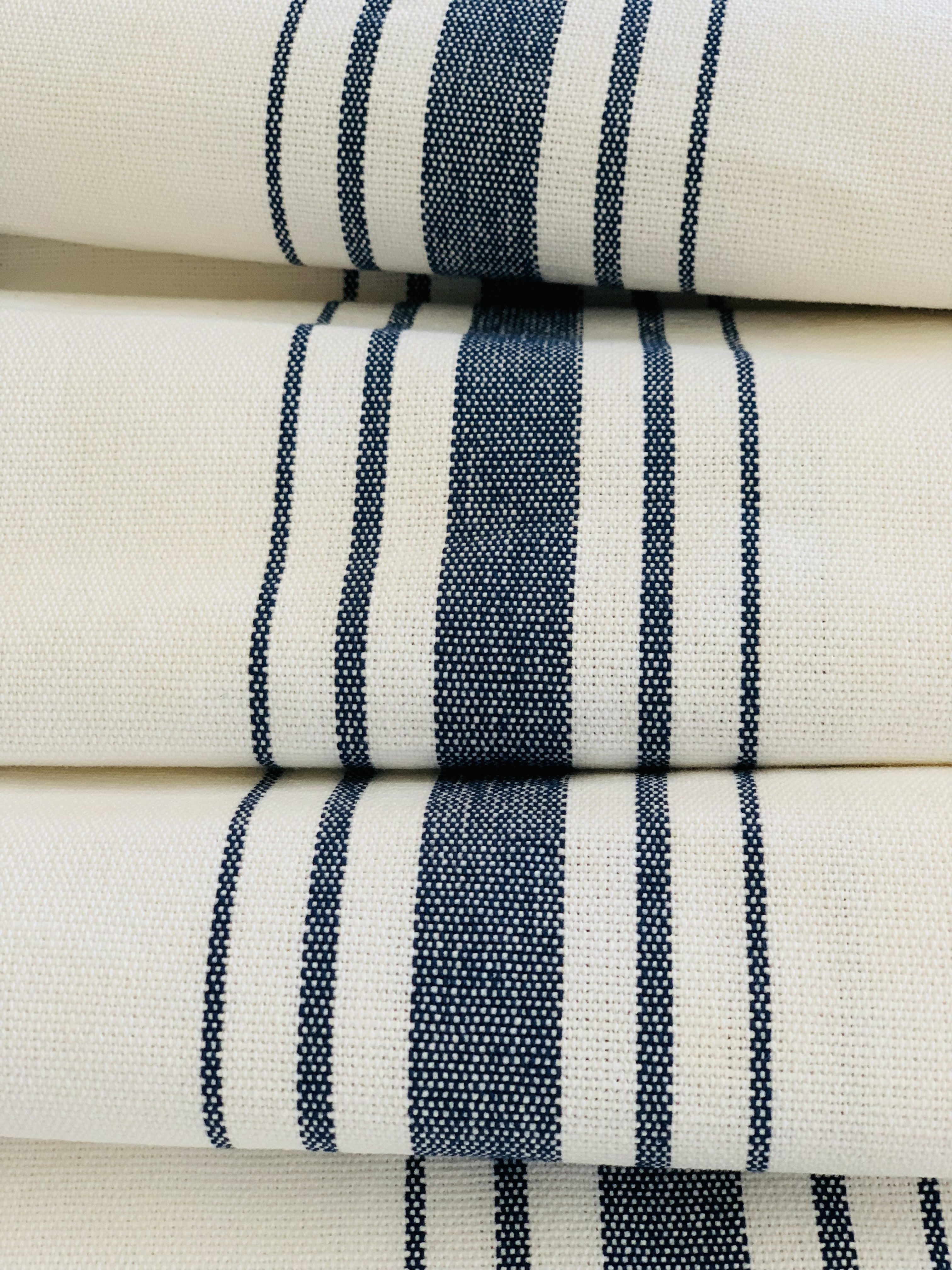 Navy on White - Farmhouse Stripe Fabric