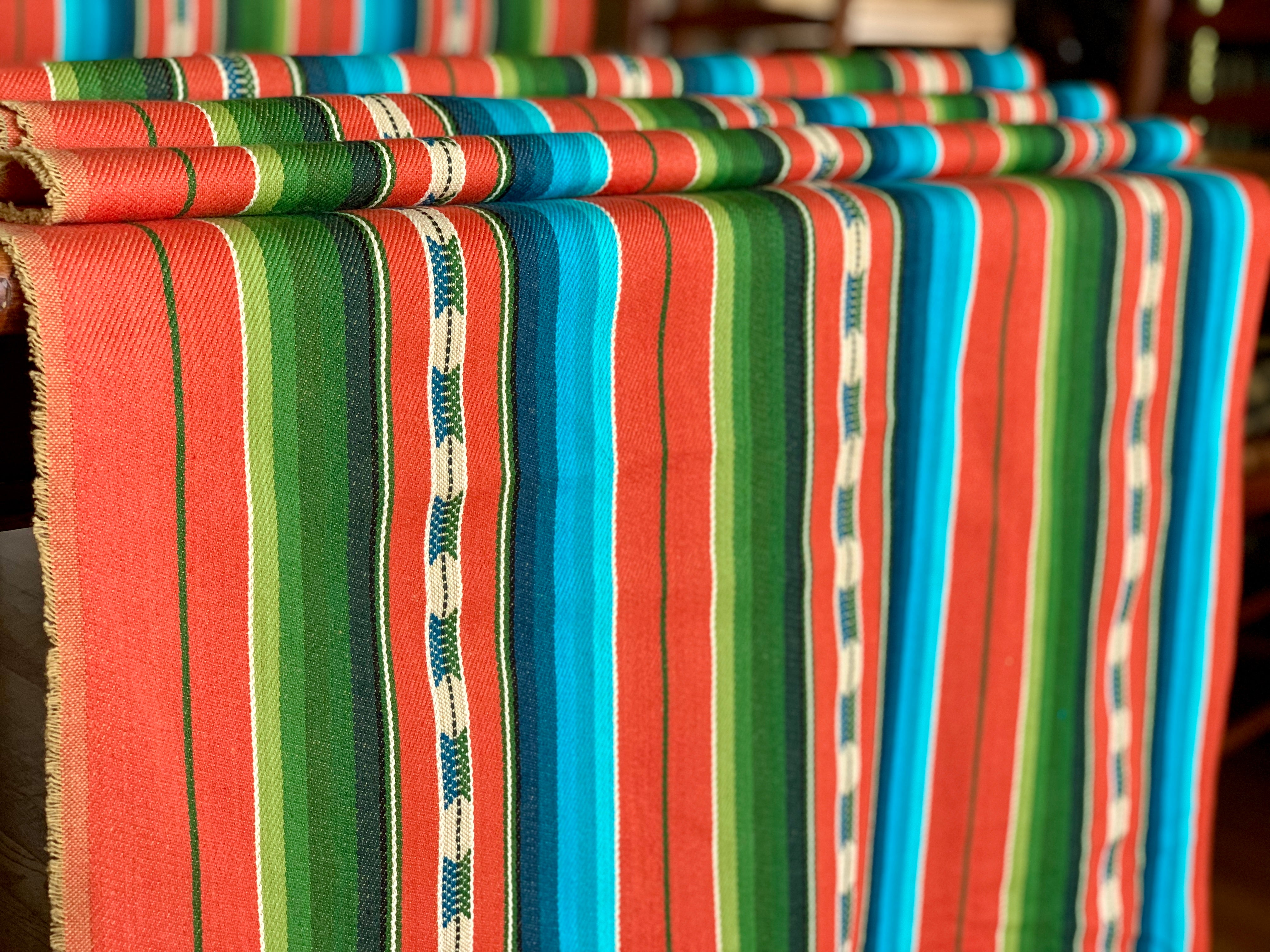 Serape Saddle Blanket Style Fabric - Orange, Blue, Green