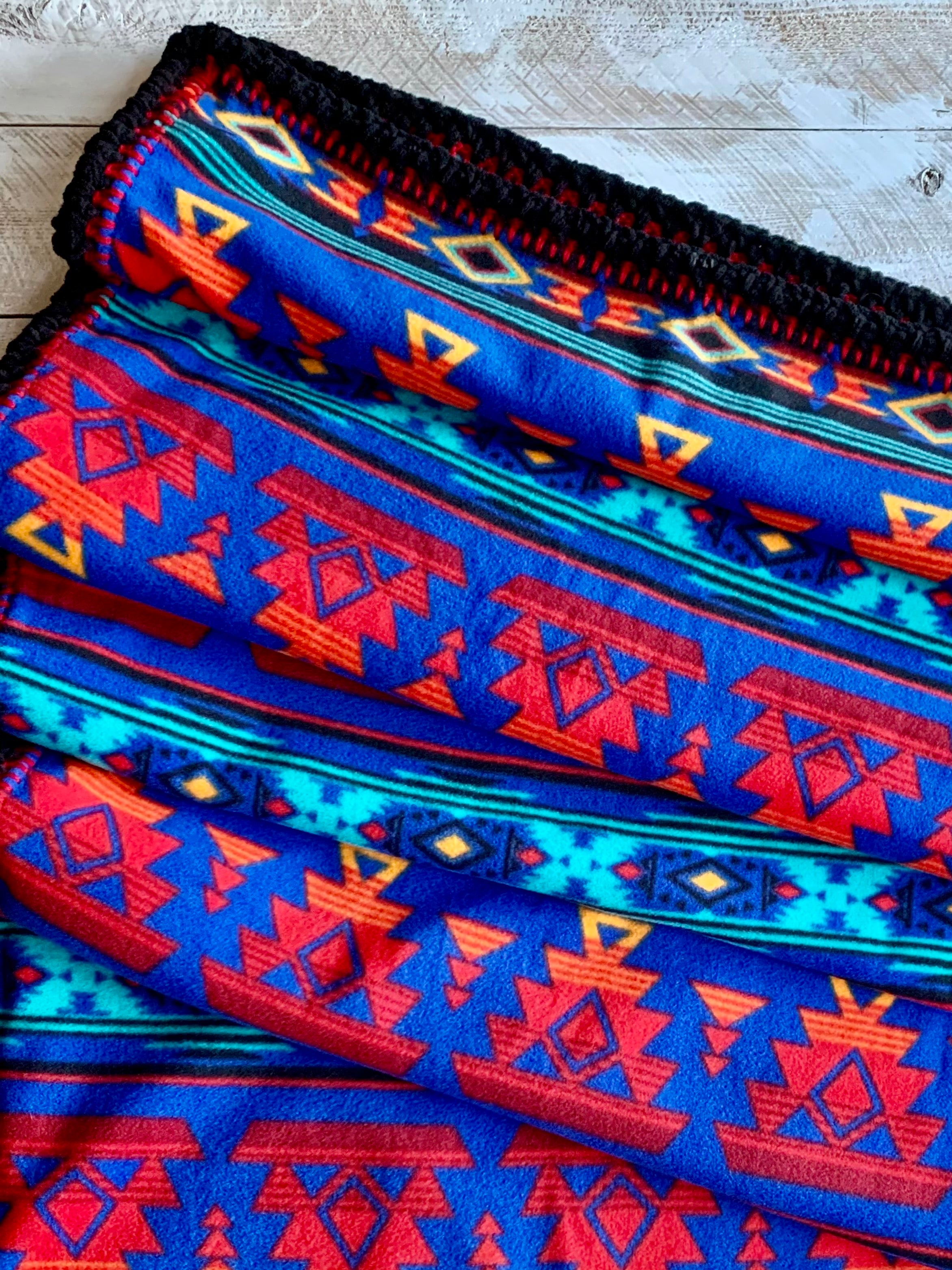 Crochet Edge Native Fleece Blanket
