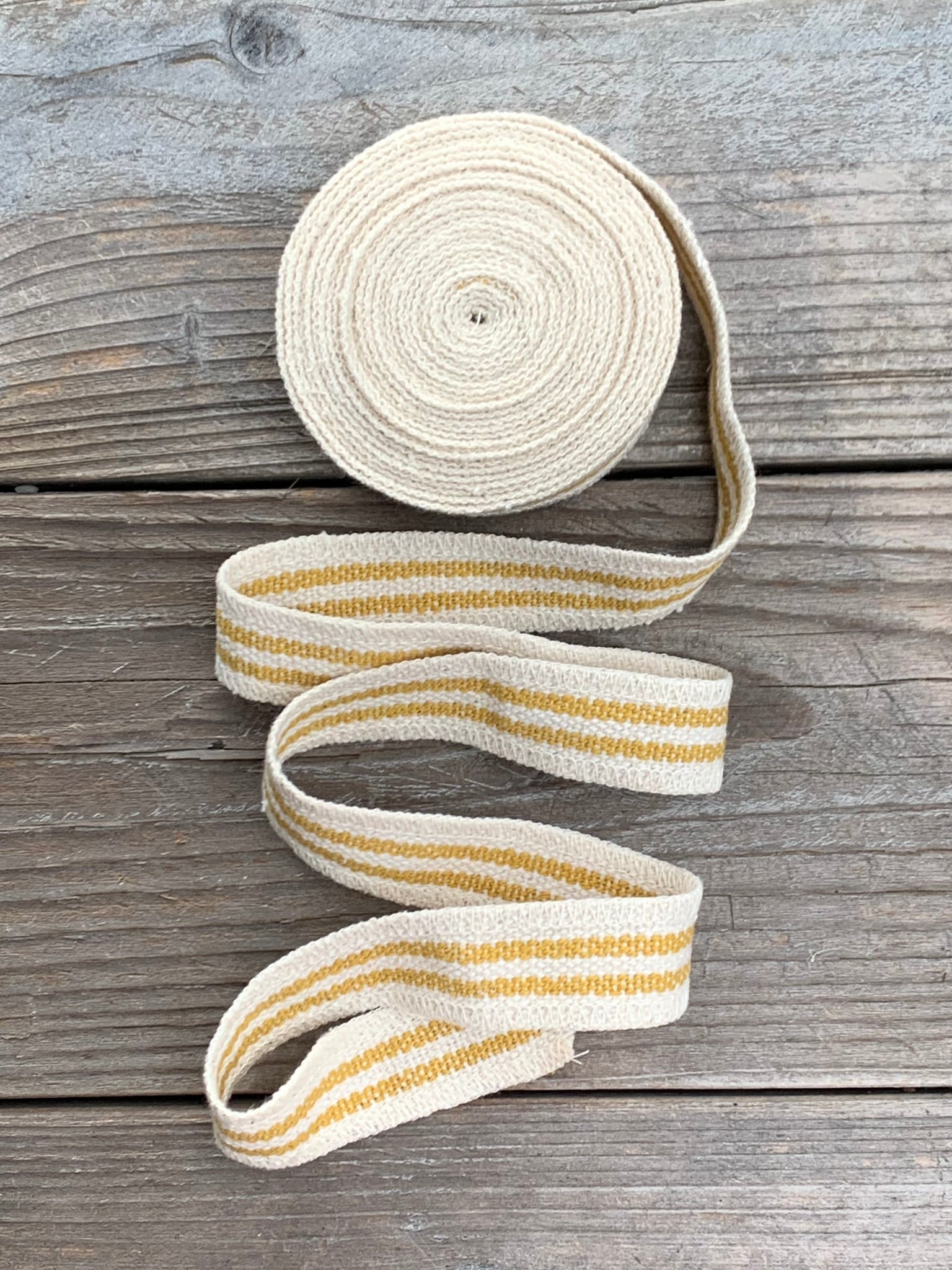 Grain Sack Ribbon - Butter Yellow and Cream - 1" Wide