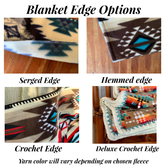 Crochet Edge Floral Fleece Blanket