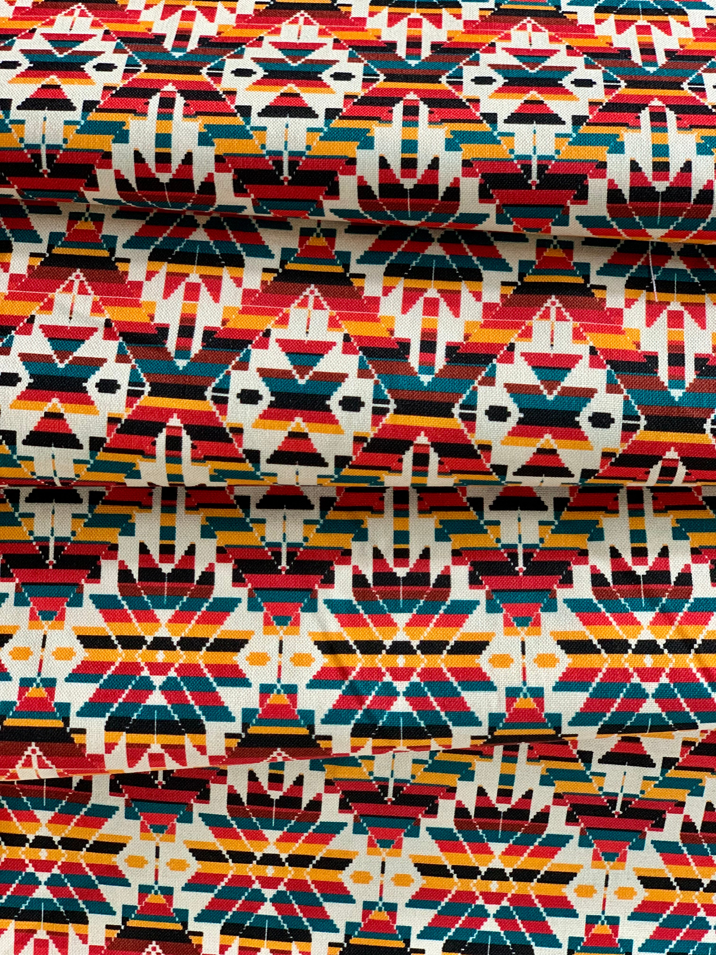 Tribal Cultural Southwest Native Fabric - 96 Cream